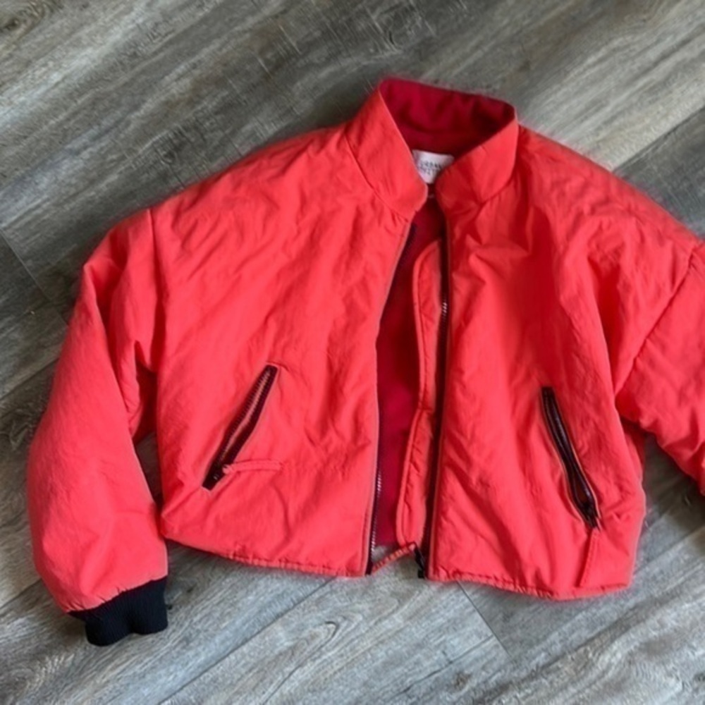Urban outfitters jacket size medium bright orange cropped puffer bomber